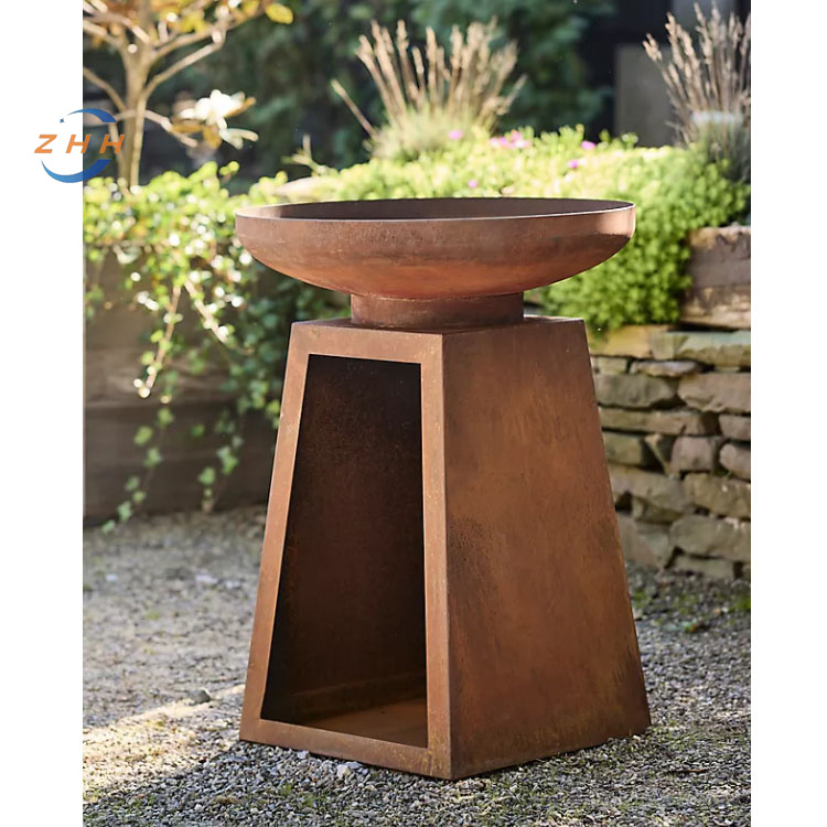 Outdoor Wholesale Corten Steel Pedestal Bowl Fire Pit Unique Style