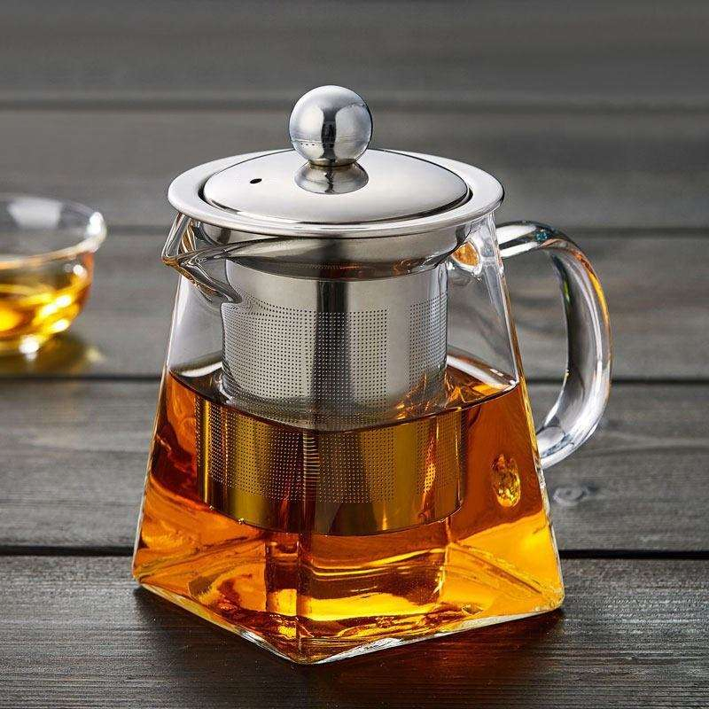 Clear Glass Teapot 350ml 500ml 650ml 900ml with Stainless Steel Infuser