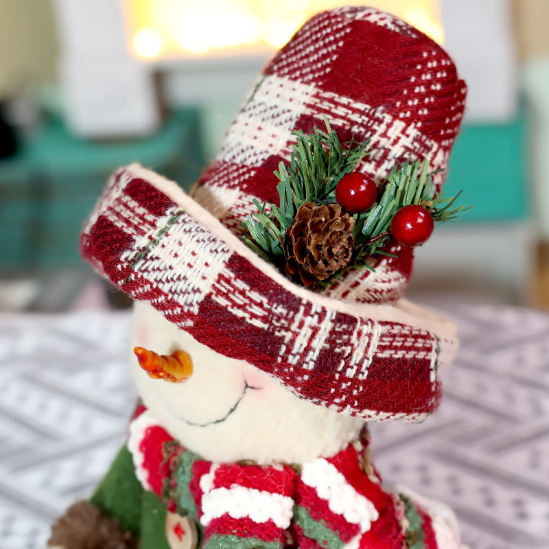 Christmas Festive Santa Claus Doll Ornaments Vintage Lattice Snowman Window Ornaments