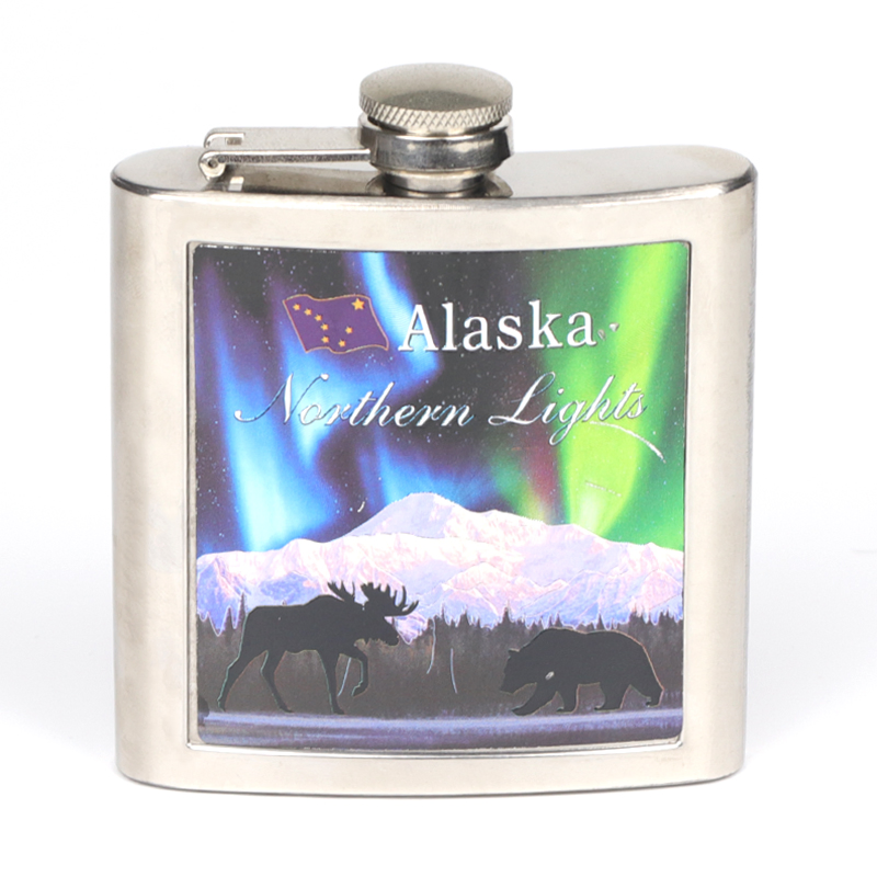 Custom Logo 6oz Wooden Wrapped Grain Flask Whiskey Wine Bottle Stainless Steel Hip Flask