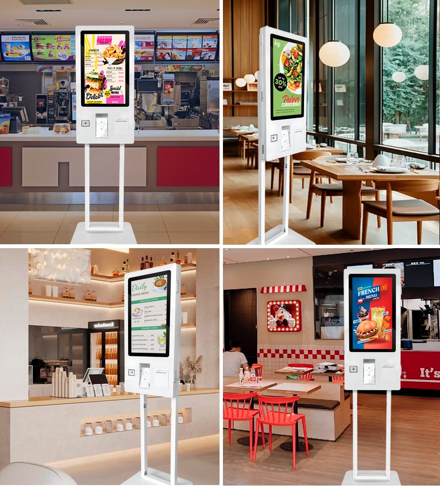 Restaurant Intelligent Wall Mount Stand Interactive POS Qr Scanner Touch Screen Payment Self Service Food Ordering Kiosk