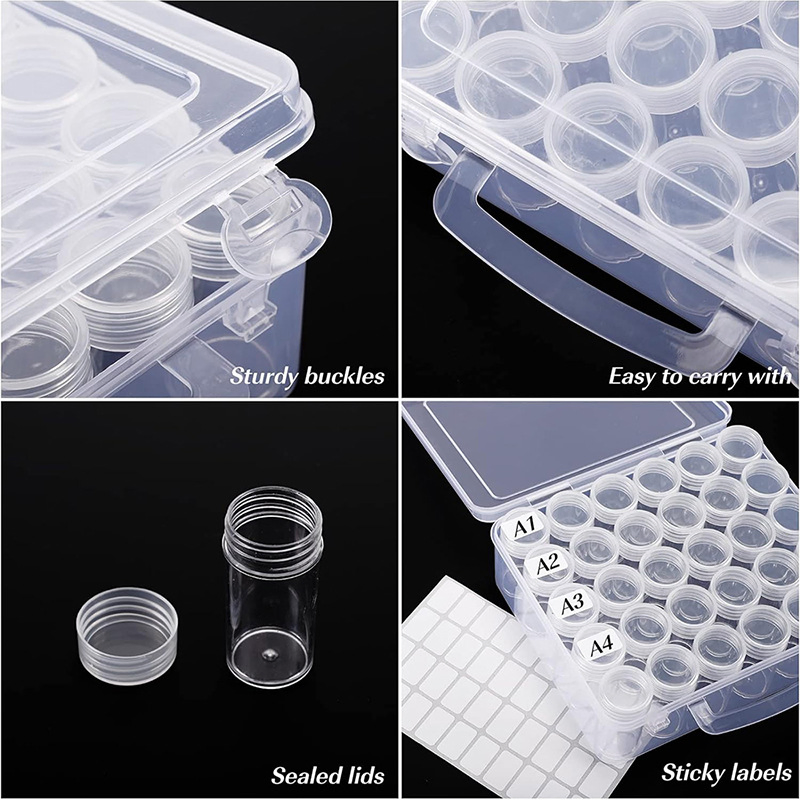 2025 Modern Transparent Plastic Diamond Painting Storage Box Hot Selling Small Multifunctional Sundries Spices Living Room