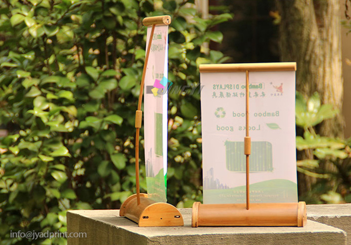 A3/A4 Mini Desk/Table Top Bamboo Roll up Banner Display Stand