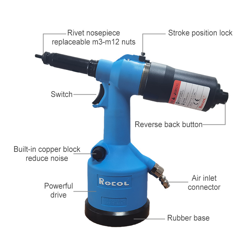 OEM Free Maintenance Internal Sealing Hydro Pneumatic Hand Nut Riveter