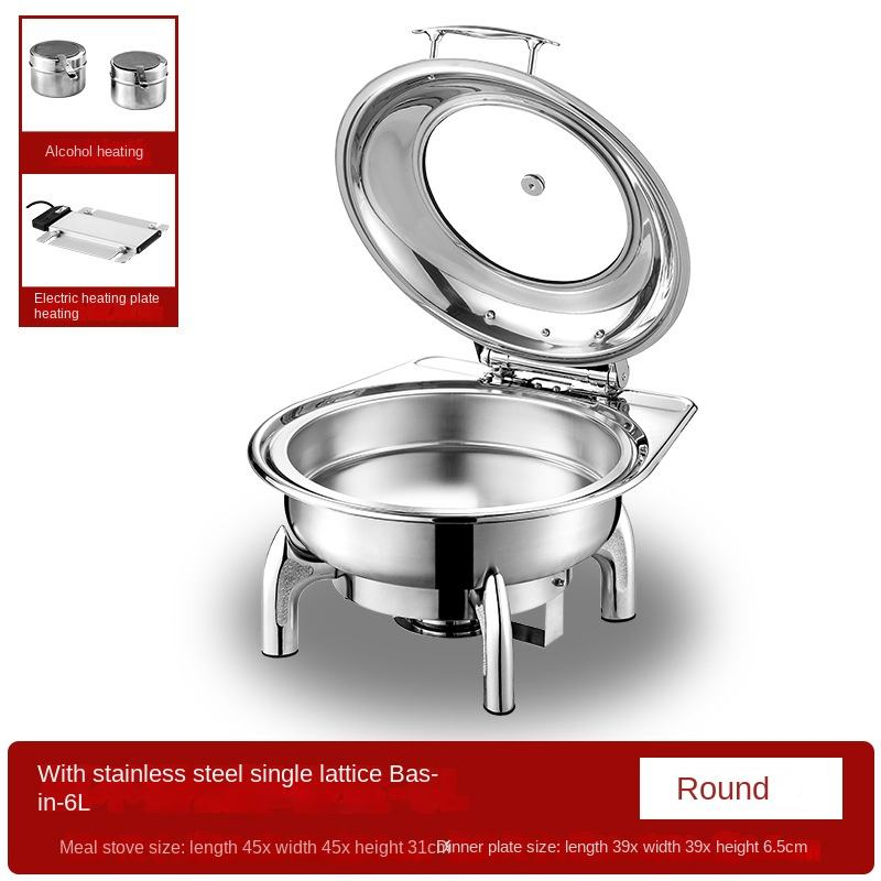 Tableware Essential Hydraulic Hotel Buffet Stove with Stainless Steel Visual Insulation Electric Alcohol Heating Buffet Stove