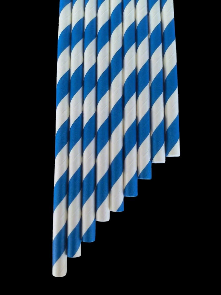 Multi Colored Decorative Gold Metallic and White Striped Disposable Paper Straws