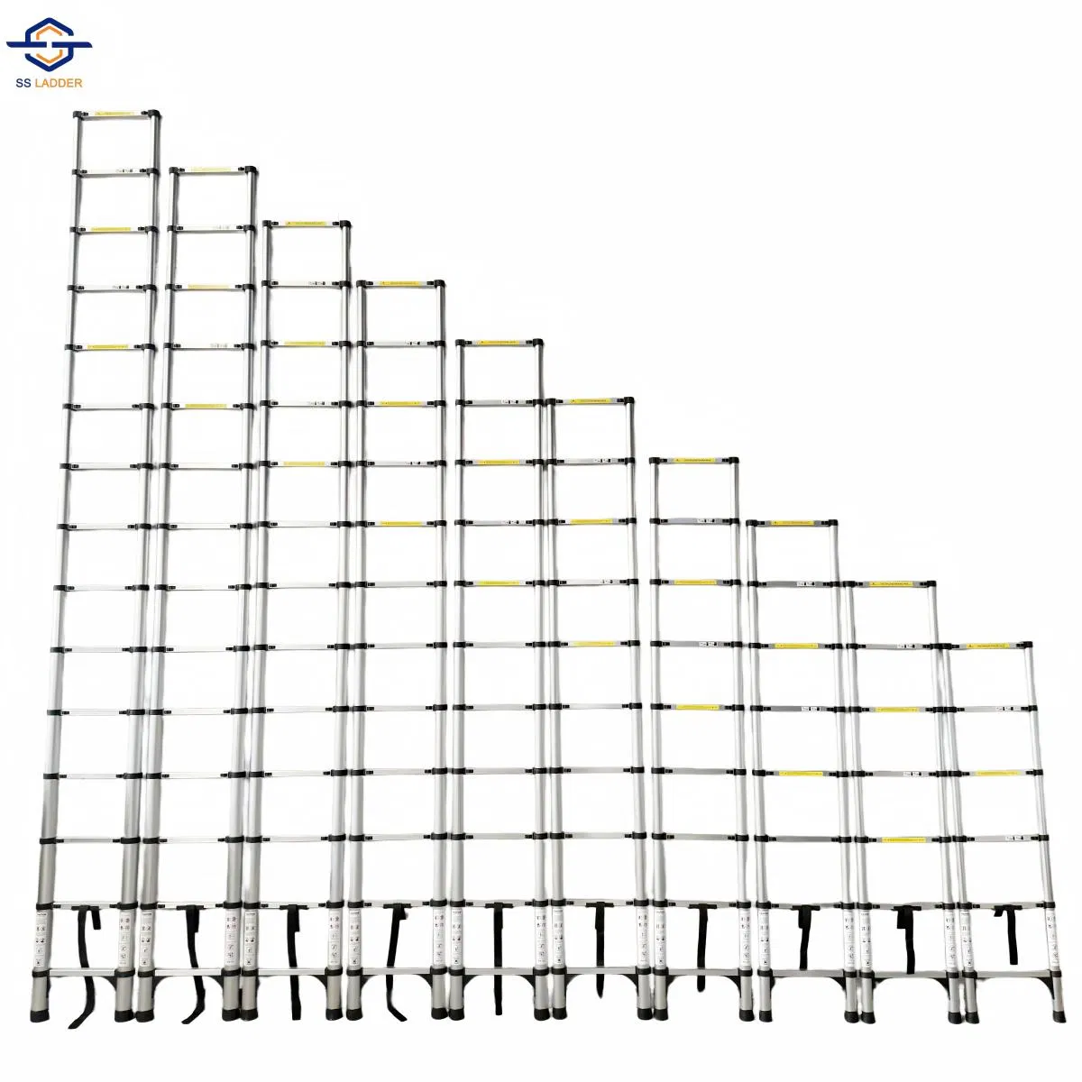 Telescopic Ladder Aluminum Industrial Movable Foot Reliable Foldable Stairs for Indoor with 150kg Load Capacity