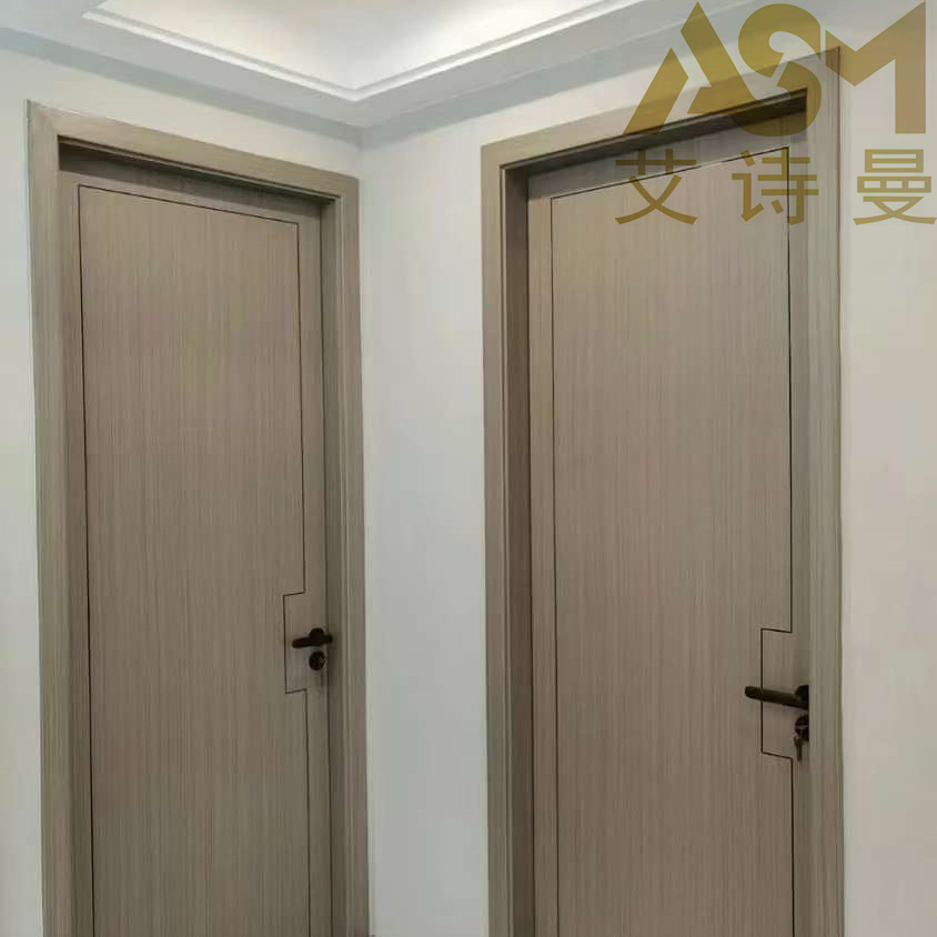 Customized Modern Bedroom Wooden Doors Design House Hotel Melamine MDF Interior Solid Wood Door Price Hotel Red Walnut Black Room Door in Chongqing