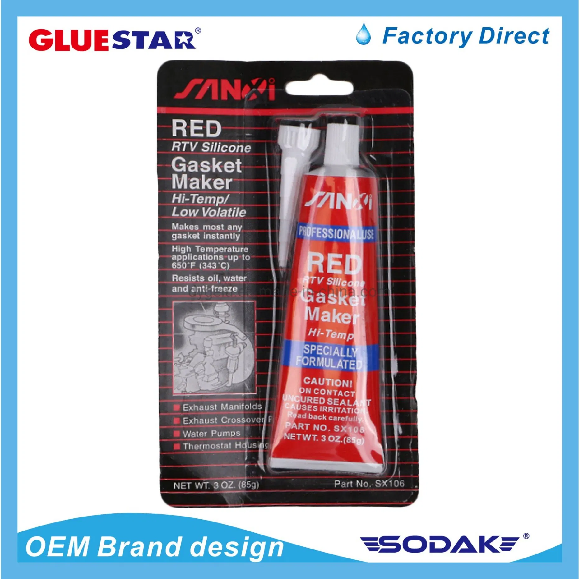 High-Temper Waterproof Fireproof RTV Silicone Sealant Gasket Maker Liquid RTV Silicone