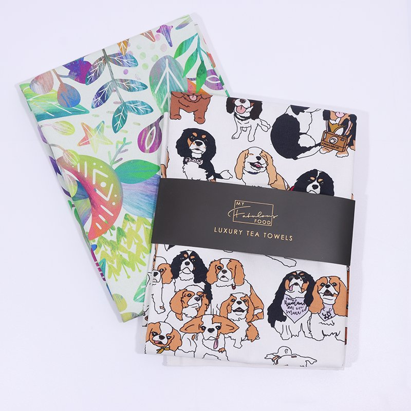 Custom Digital Printed Personalized Christmas Design Linen Dish Towel Sublimation Tea Towels