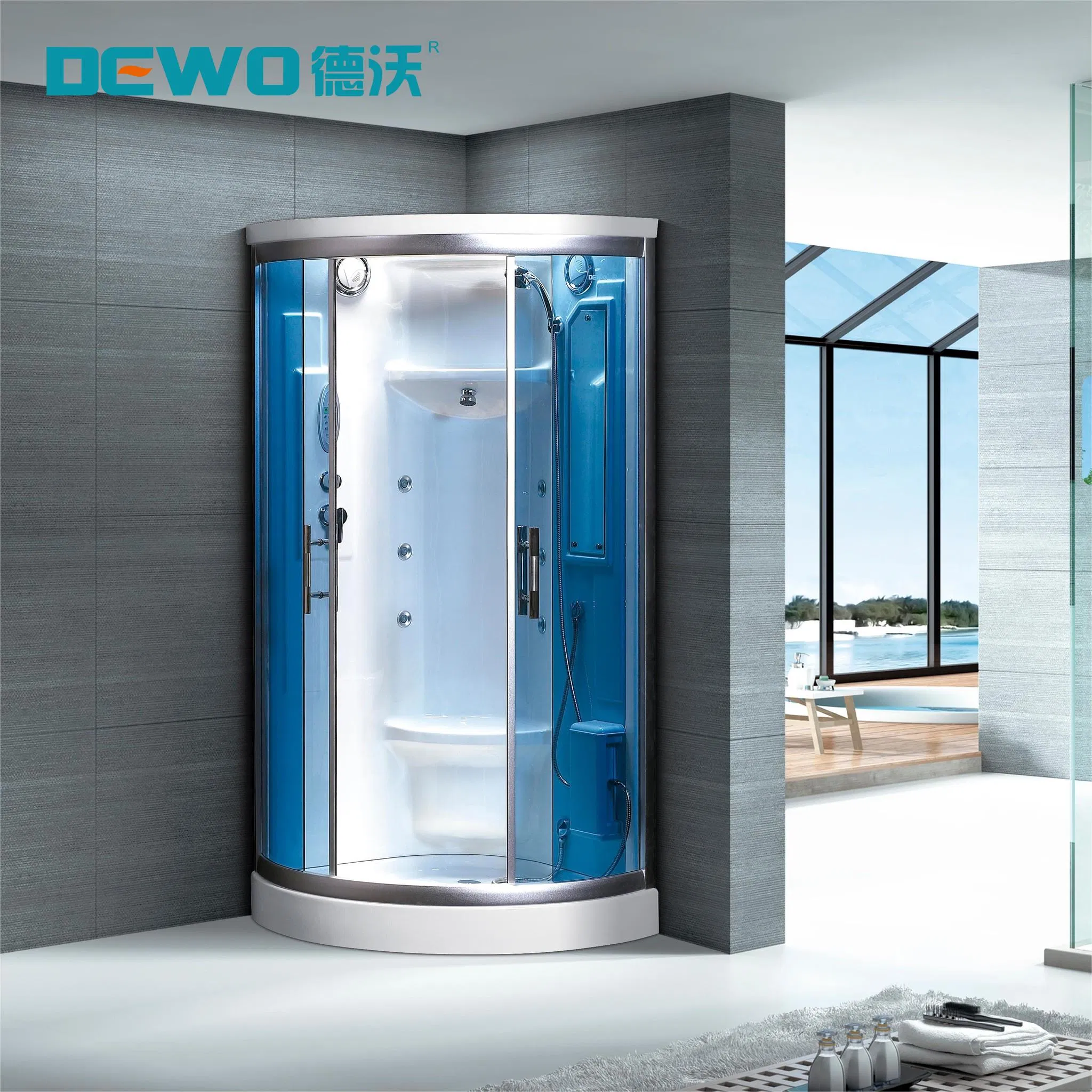 Dewo Classic Blue Luxury Glass Steam Sauna Room (QQ7708)