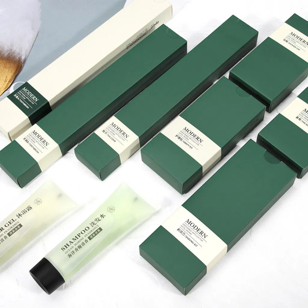 Hot Sell Custom Logo Luxury 5 Star Disposable Eco Friendly Guest Toiletries Kit Accessories Set Guest Bathroom Amenity Set Supplies