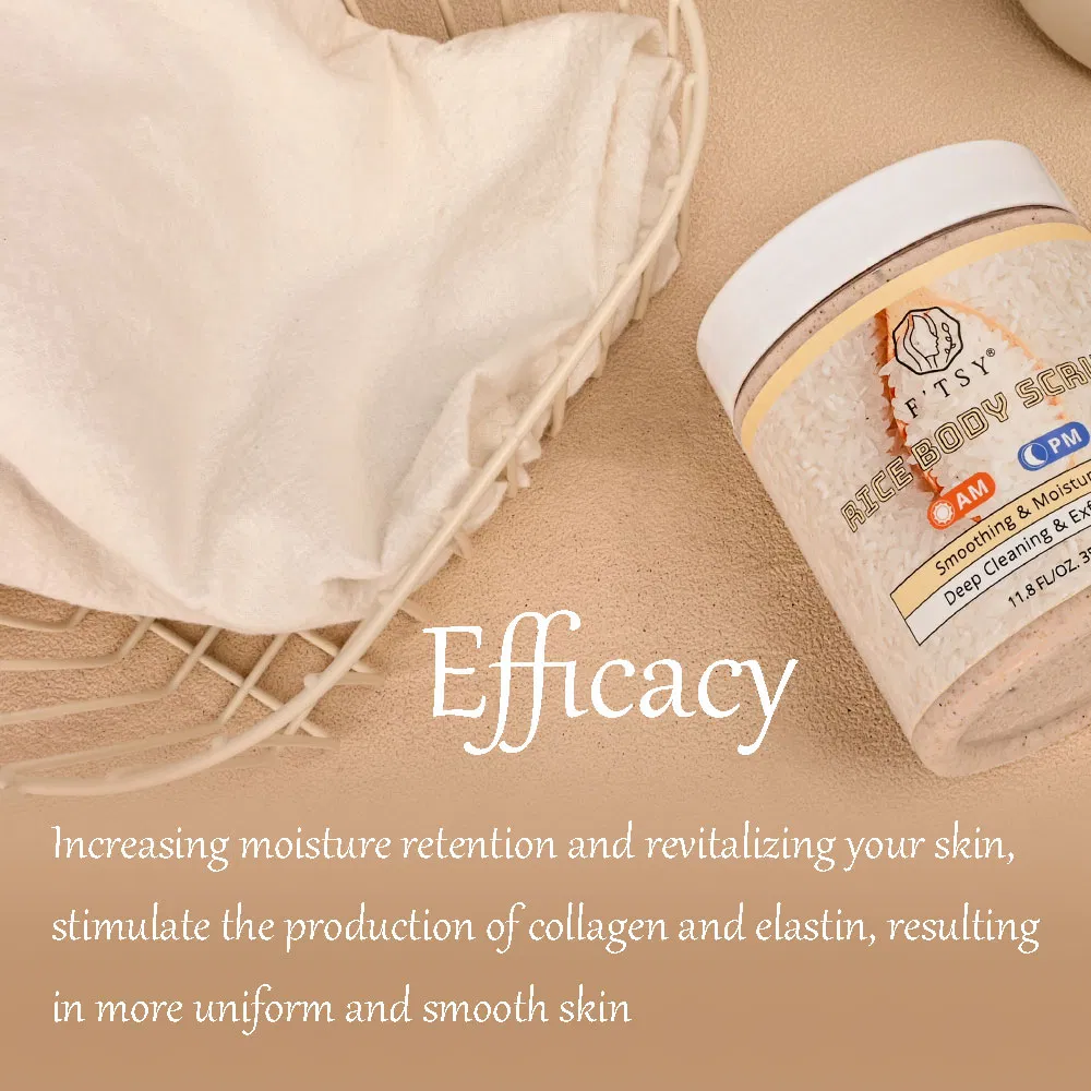 Private Label Vegan Exloliating Deep Cleaning Bath Sugar Rice Body Scrub