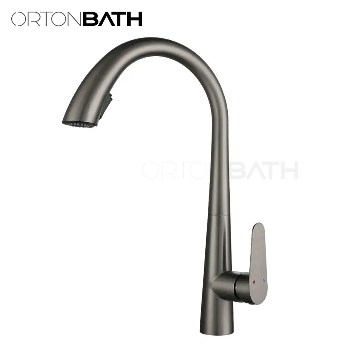Кухонный смеситель Ortonbath с выдвижным душем, никель