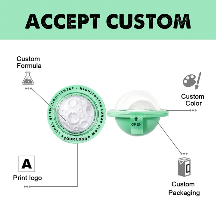 Wholesale Multicolor High Shine Long Wear Pink Highlighter Palette Private Label Luminous Body Baked Lunar Highlighter Makeup