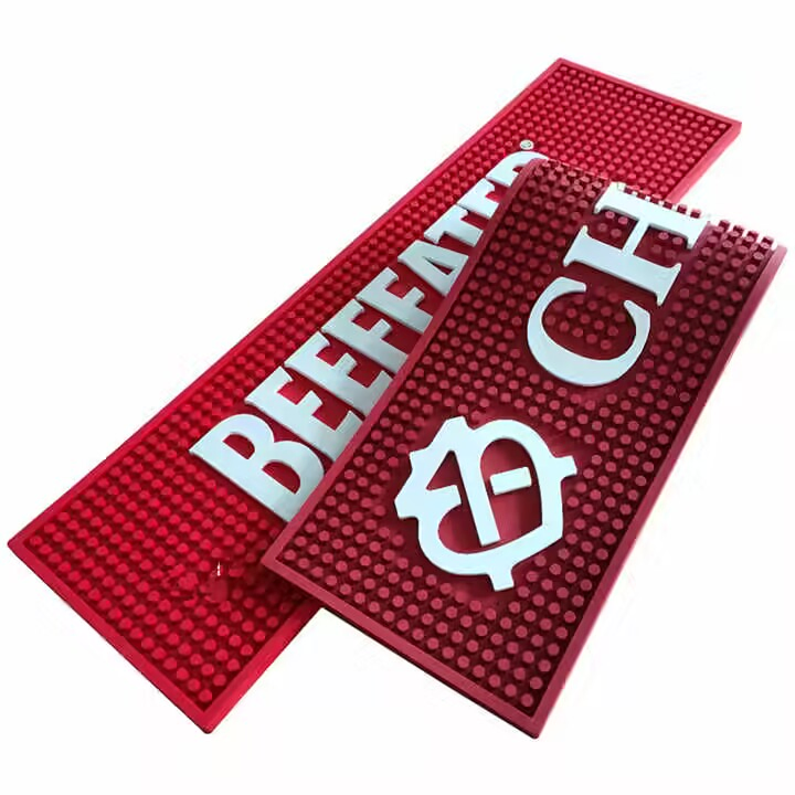 OEM Logo Soft PVC Custom Red Black Blue Rubber Bar Mat Bar Drip Beer Rail Mats Bar Runner for Ben Alder Krupik Popov Shustov Old St Andrews