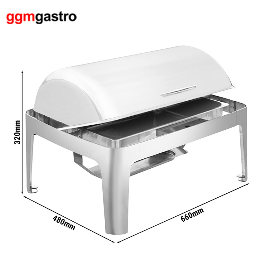 Rectangle Roll Top 9L Hotel Restaurant Chaffing Dish for Catering Buffet Serving