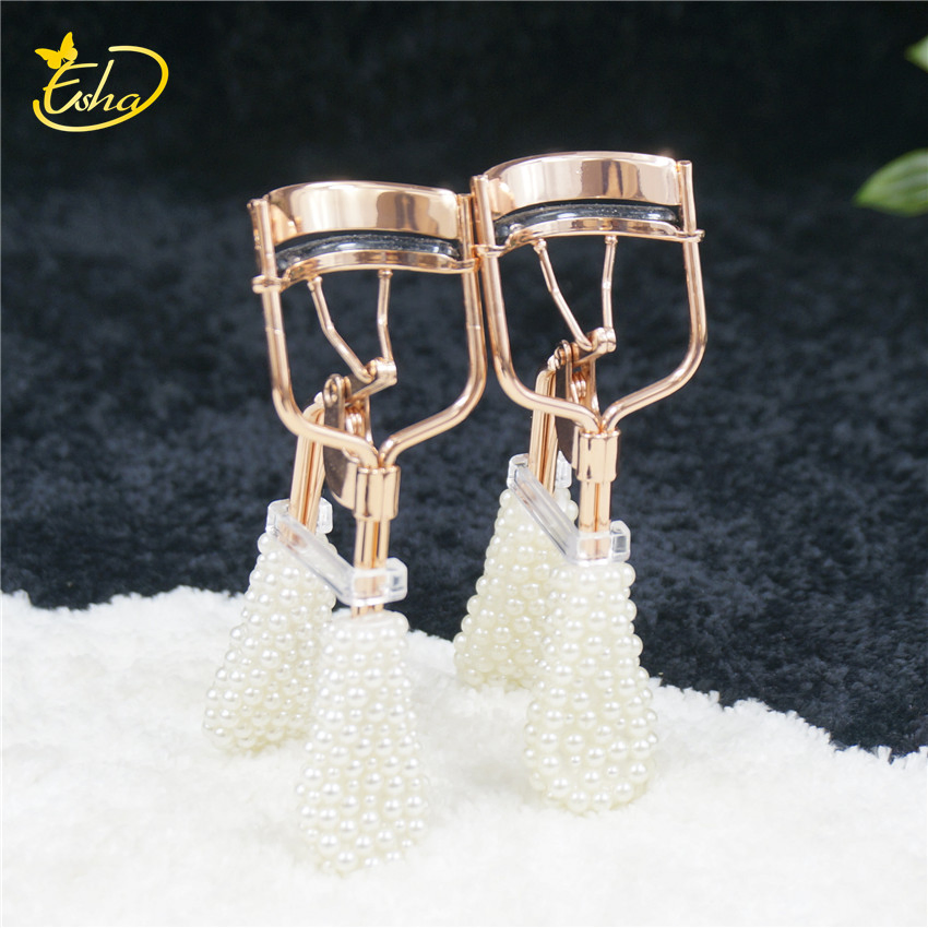 Makeup Jewelled Pearl Diamond Non-Slip Handle Stainless Steel Lashes Eyelash Curler