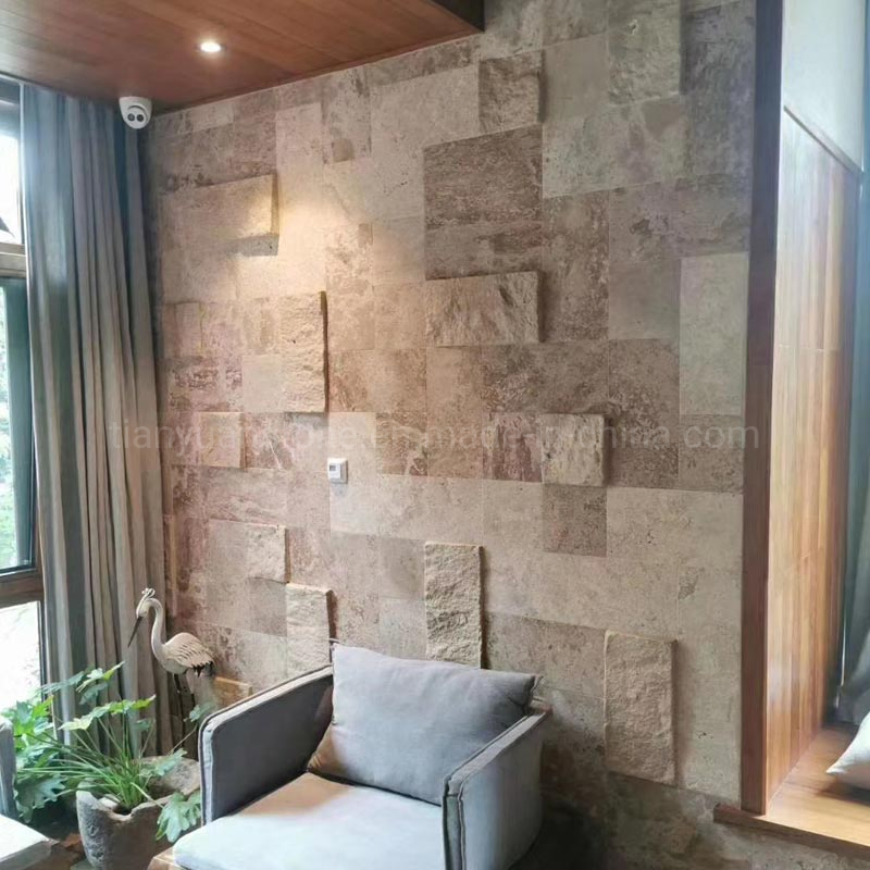 Natural Beige/Yellow/Coffee Travertine Marble Flooring, Fireplace, Travertine