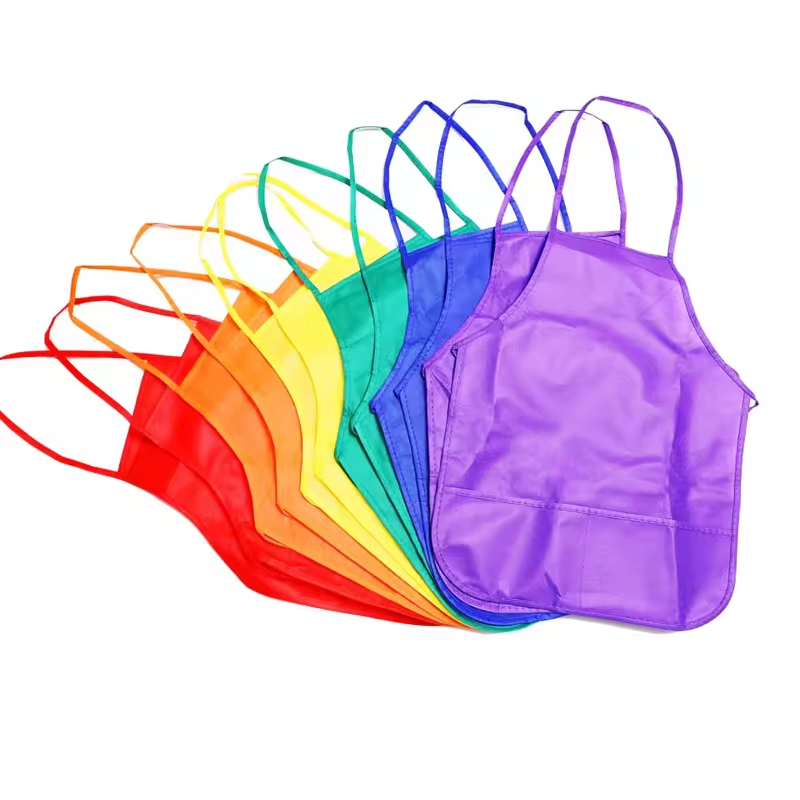 BBQ Kids Non Woven Disposable Cooking DIY Apron with Pocket