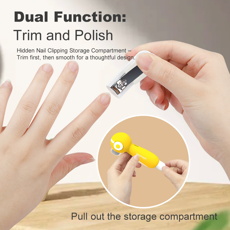 6 - Grimming Head Multifunctional Automatic Baby Nail Grinder Electric Nail Trimmer with Auxilary LED Light Integrated Nail Clipper for Babies