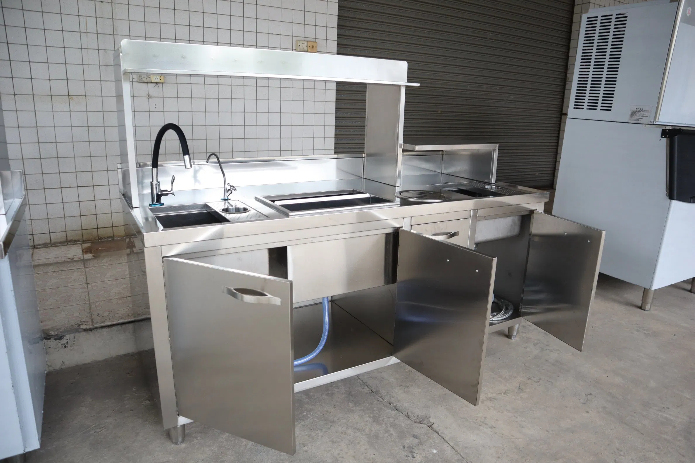 Customized Milk Tea Console Table with Water Bar and Cabinet or Drawer