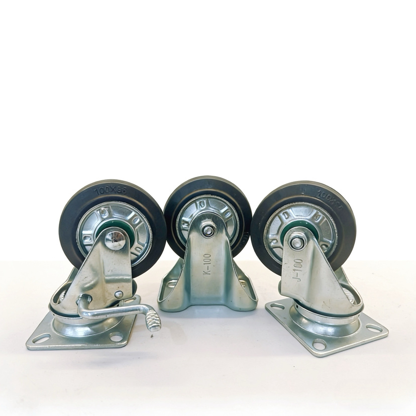 Three Models of 4 Inch Heavy-Duty Janpanese Style Rubber Casters