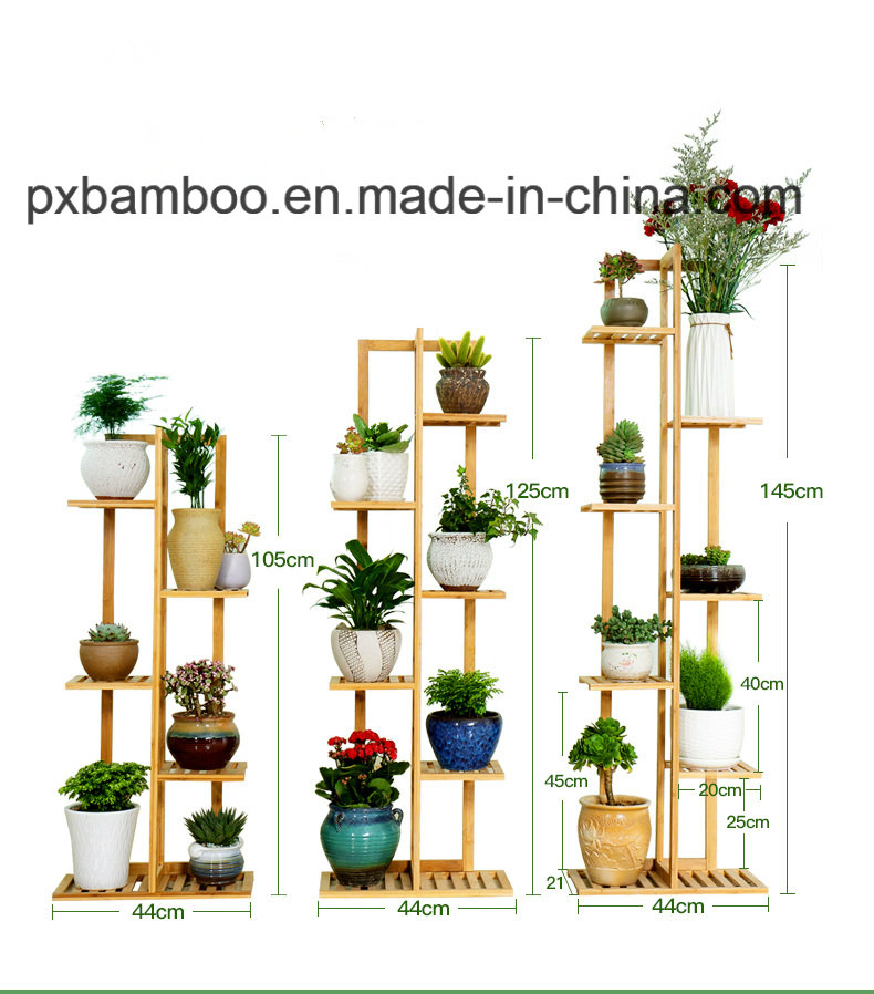 Indoor Bamboo Shelf for Flower Racks and Plant Shelf