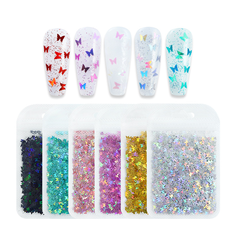 Laser Butterfly Shiny Nail Art Sequins Colorful Glitter Flake DIY Manicure Accessories
