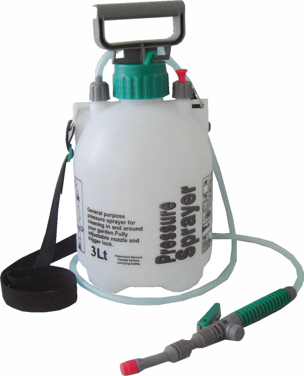 Lockable Trigger Handle Adjustable Nozzle Large Capacity 3L Pressure Sprayer