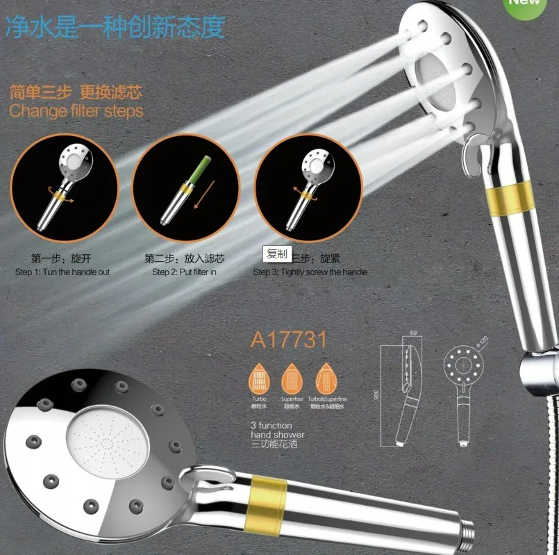 High Pressure Handheld Shower Head for Rainwater Filtration