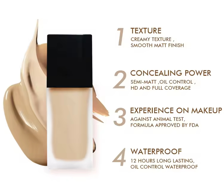 Dark Matte Foundation Long-Lasting Waterproof Natural Face Concealer Liquid Oil-Control Mineral Private Label Foundation