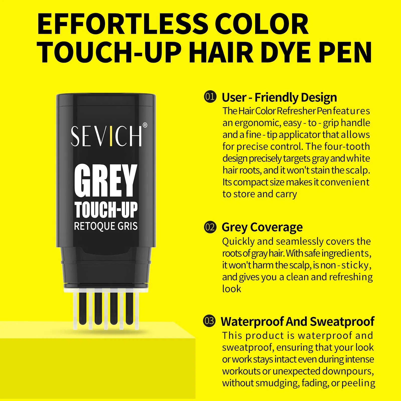 New Arrival Natural Root Touch up Pen Waterproof Fast Cover Grey White Hair to Black Hair Dye Color Stick