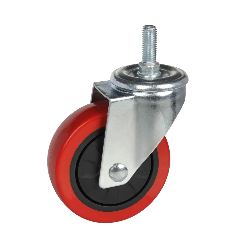 Flexible Movement Customizable Red Medium Duty Elastic PU Wheels Caster
