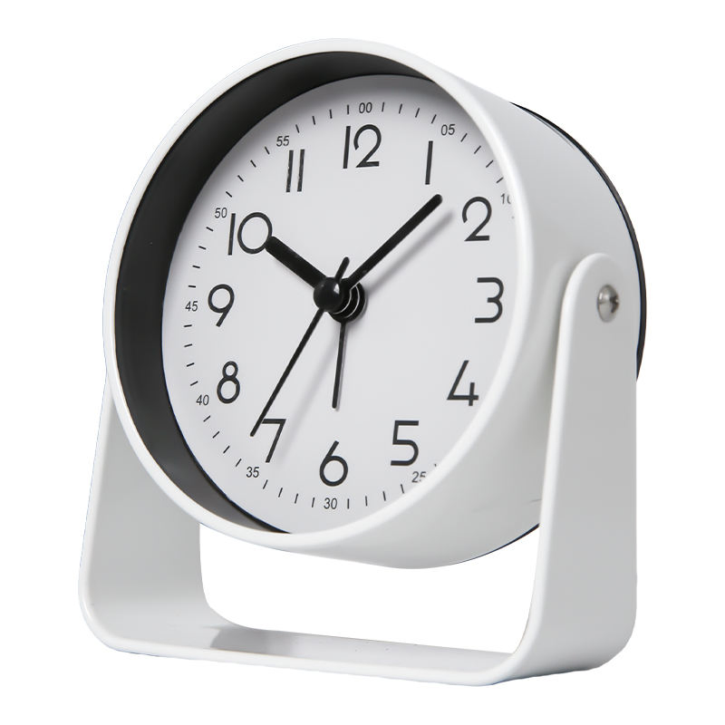 Metal Rotating Alarm Clock, 4-Inch Silent Small Table Clock