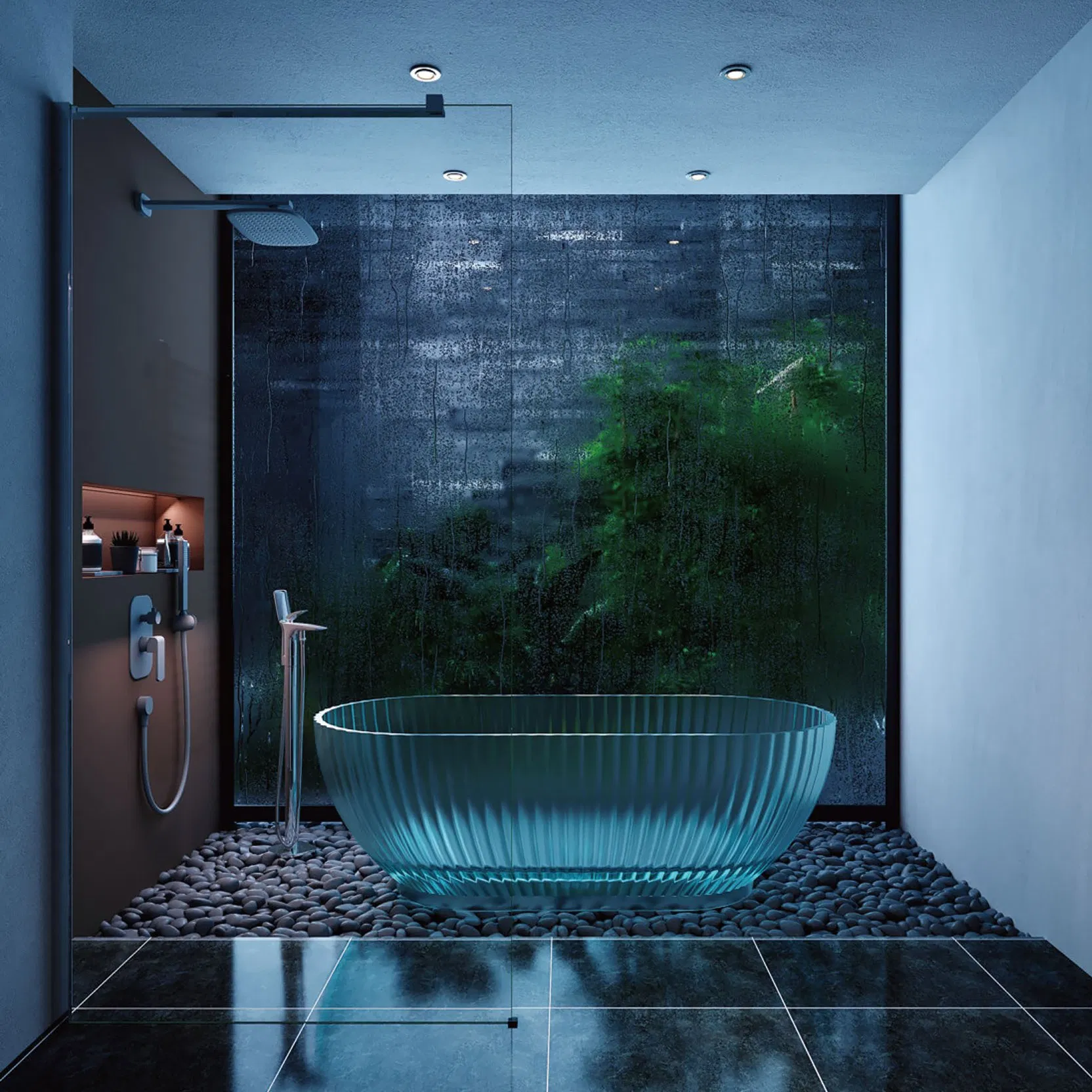 Овальная ванна из искусственного камня с функцией перелива