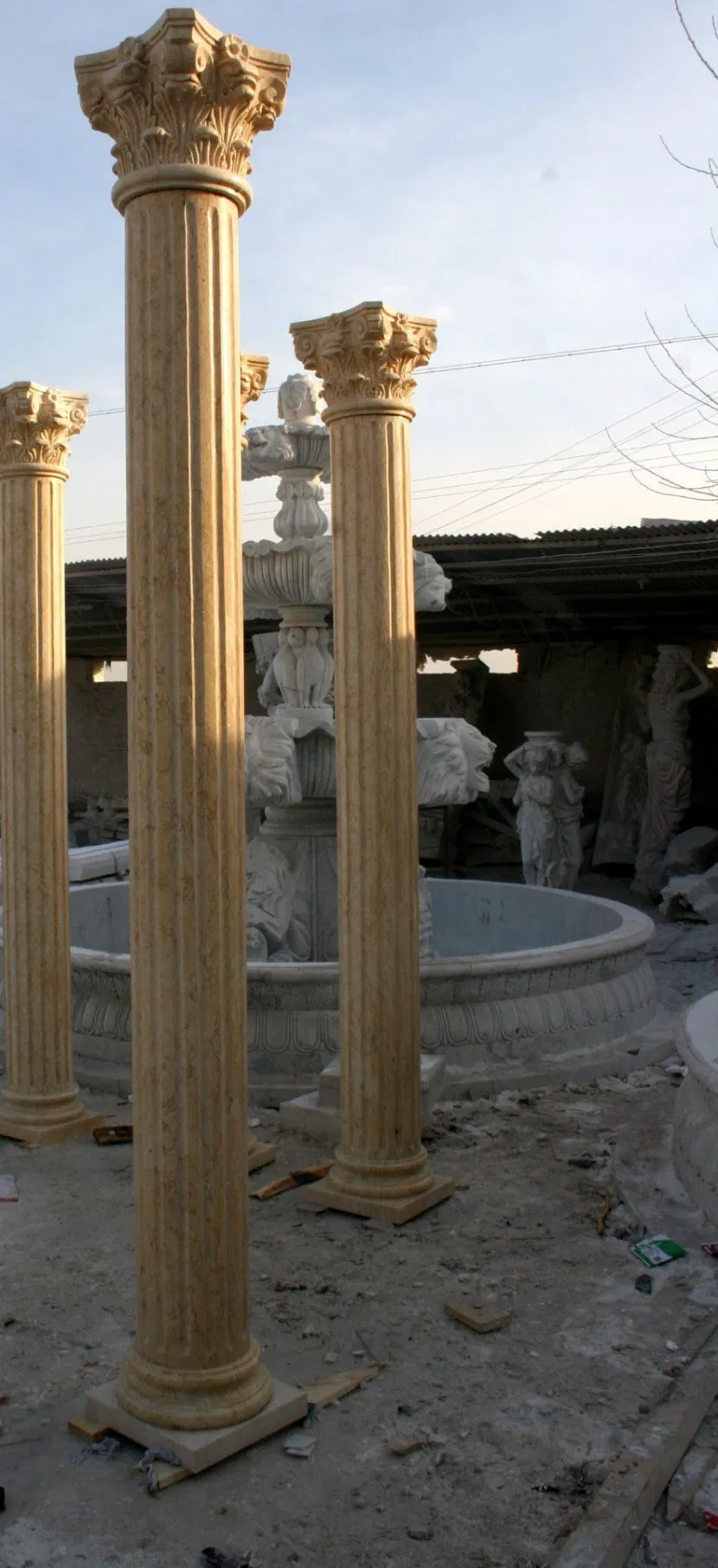 Beige Stone Sculpture Marble Column (SY-C022)