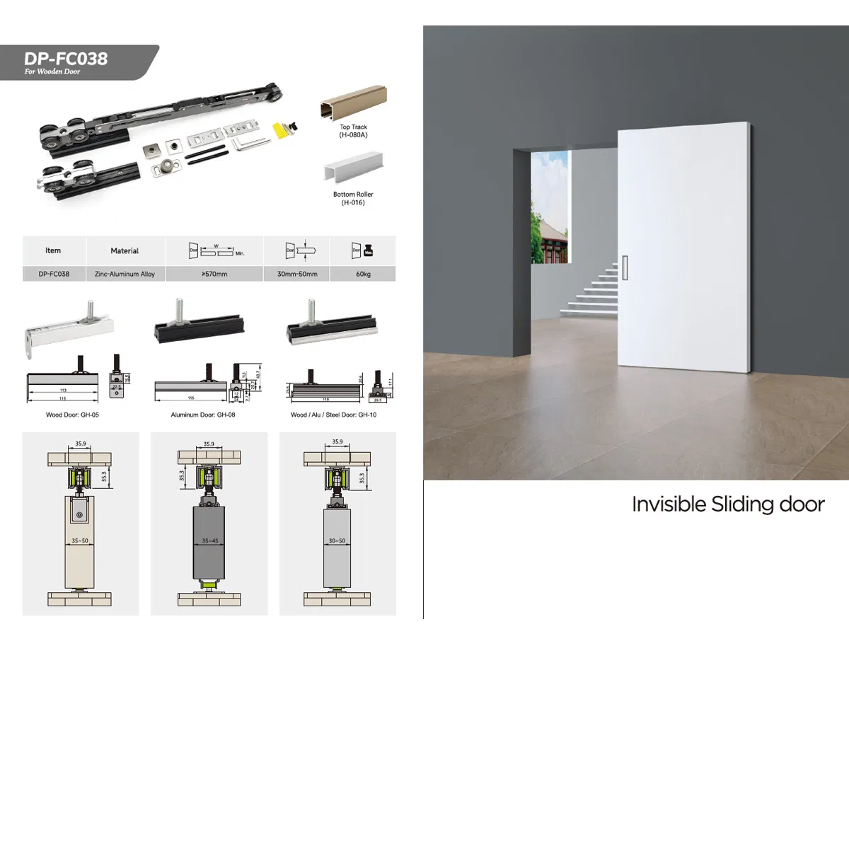 Best Selling Product Ghost Track Sliding Door Rail for Sales
