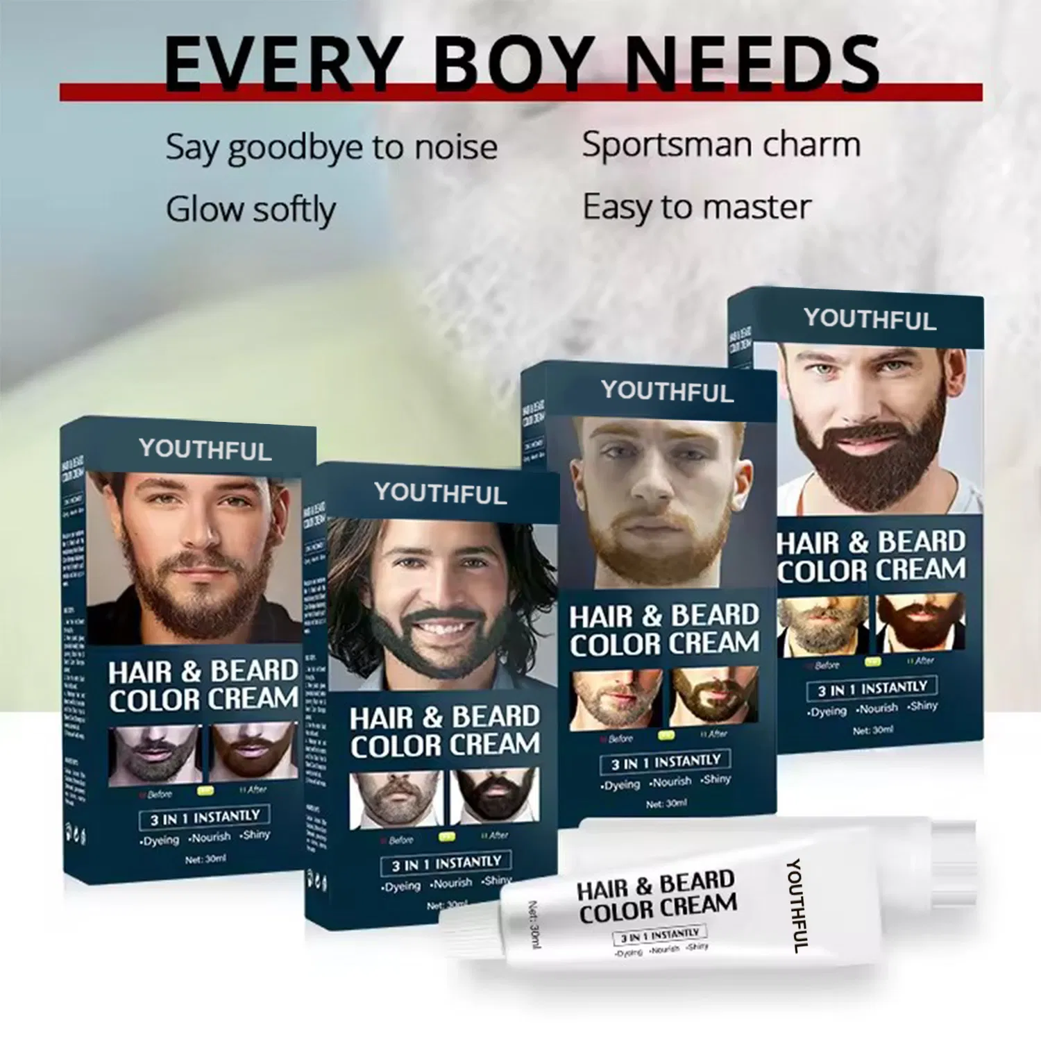 Permanent Organic Hair Magic Dye Beard Color for Men