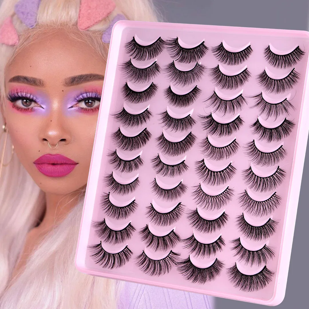 Wholesale 20 Pair Pink Natural 3D Thick Long Fake Eye Lashes DIY Fake Lashes Extension Fake Eyelashes