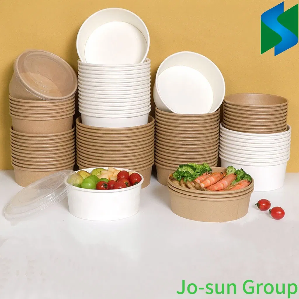 Disposable Brown Kraft Paper Bowl Custom Logo Bio-Degradable for Noodles Rice Hot Foods Salad Soup-Embossed