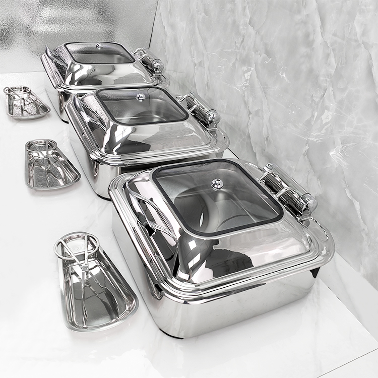 Luxury Square Buffet Chafing Dish for Hotel & Restaurant Display Stainless Steel Electric Food Warmer