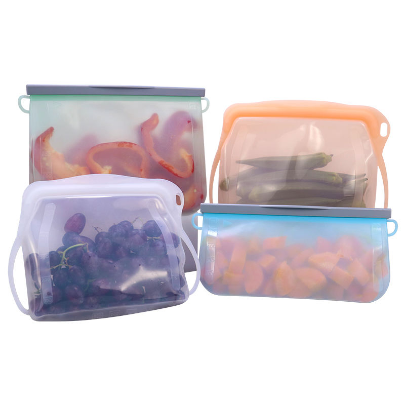 OEM Custom 1000ml 500ml Eco-Friendly Food Grade Premium Platinum BPA Free Silicone Freezer Bags for Food Storage