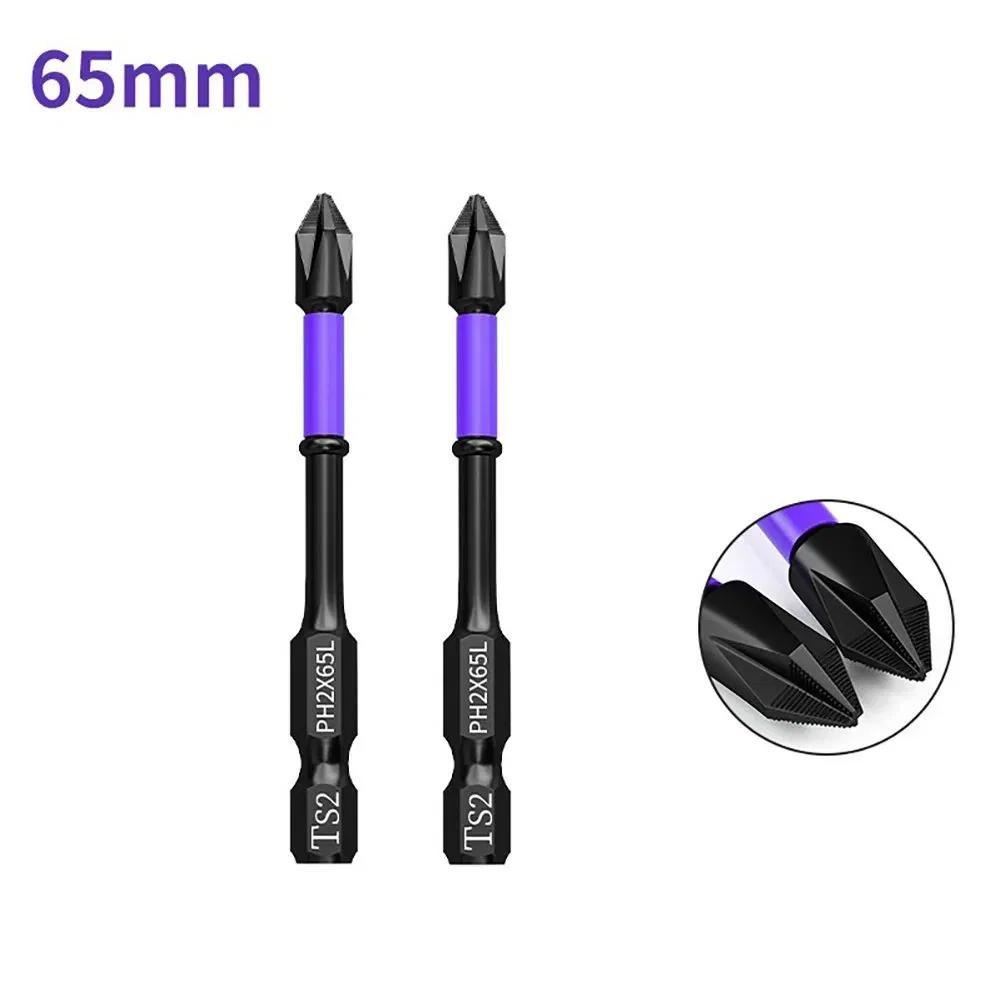 Non-Slip pH2 Magnetic Batch Head High Hardness Alloy Steel Impact Driver Cross Screwdriver Bit 65mm