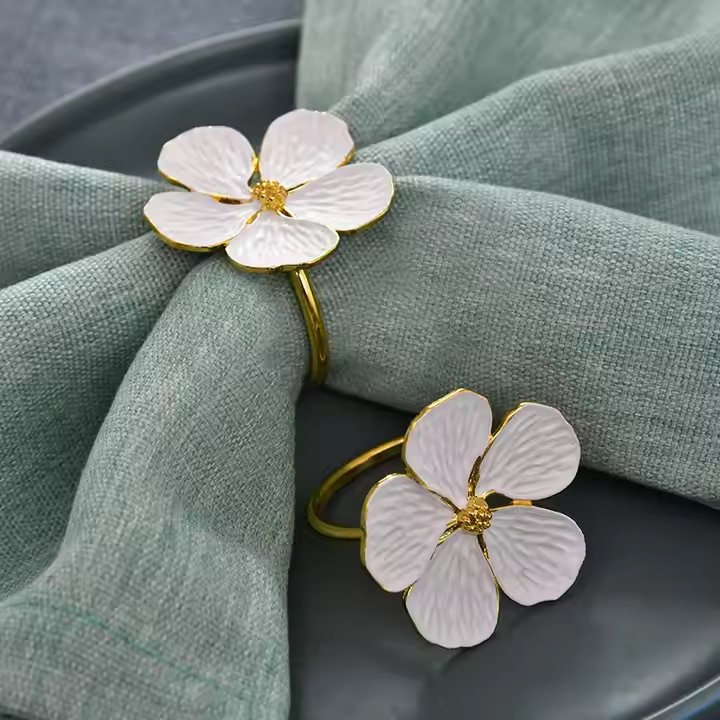 Metal Wedding Decoration Flower Napkin Rings