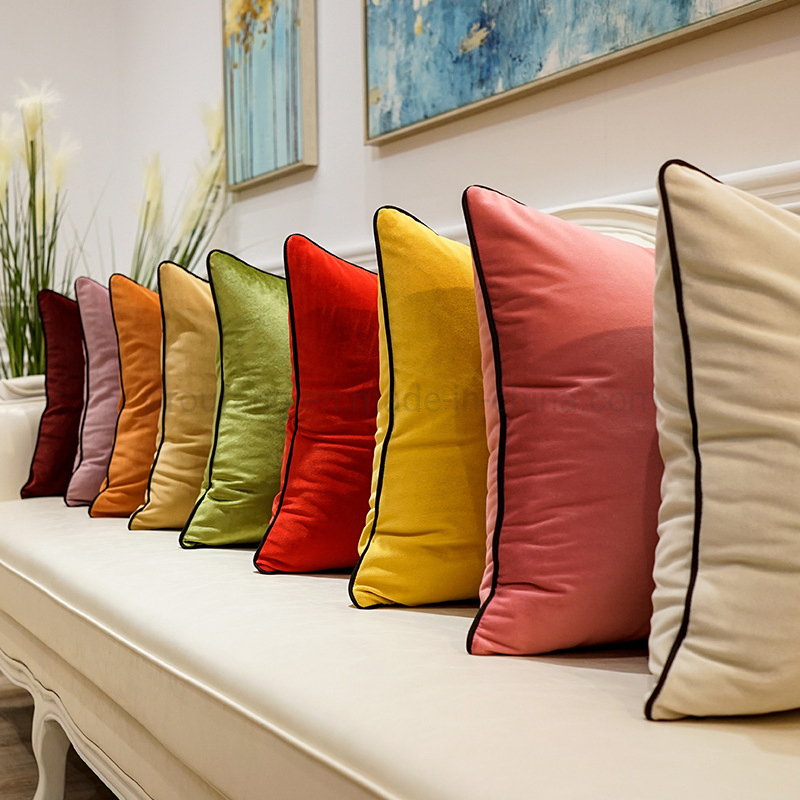 Hotel Bedroom Sofa Simple Comfortable Solid Color Velvet Decoration Cushion