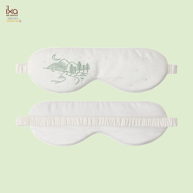 White Green Reusable Gift Set Funny Embroidery Best Cool Big Satin Custom Silk Eye Mask Sleep