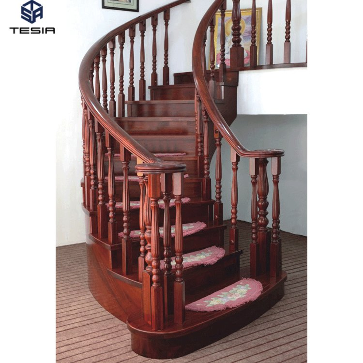 Customized Interior and Exterior Curved Wood Modern Stairs