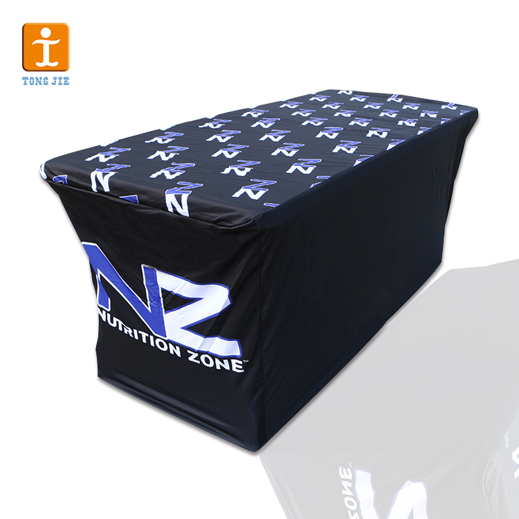 Custom 4FT6FT8FT Logo Knitted Polyester Colorful Fitted Fabric Customise Conference Table Cloth