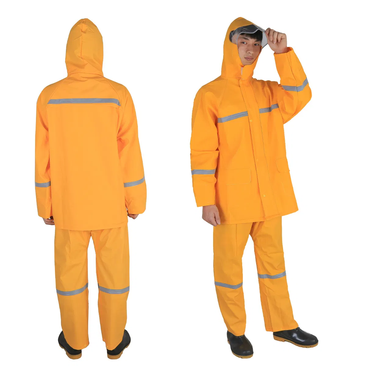High Visibility Rainwear Waterproof Full Cover Reflective Design Raincoat for Construction
